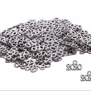 161 New, 9x13mm Mini Alloy Year 2020 Charms.